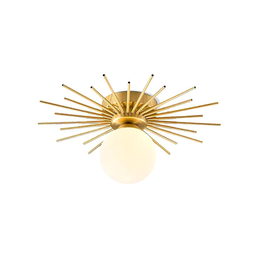 Plafonnier affleurant Sunburst en laiton