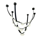 Modern Black Frame Alabaster Art Glass Chandelier with Black Canopy on Pure White Background