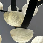 Close Up View of Textured Alabaster Glass Domes and Light Pattern