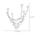 Modern Multi-Light Alabaster Art Glass Chandelier Line Art Dimension Diagram
