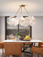 Modern Layered Wave Disc Semi-Flush Mount Chandelier in Stylish Dining Space