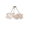 Front Side View of Modern Brass Layered Wave Disc Chandelier Studio Shot