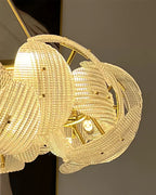 Illuminated Modern Layered Wave Disc Semi-Flush Mount Chandelier Studio Display