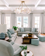 Modern Layered Wave Disc Semi-Flush Mount Chandelier in Bright Living Room Setting