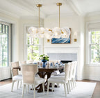 Modern Double-Tier Layered Wave Disc Art Glass Linear Chandelier in Elegant Dining Space