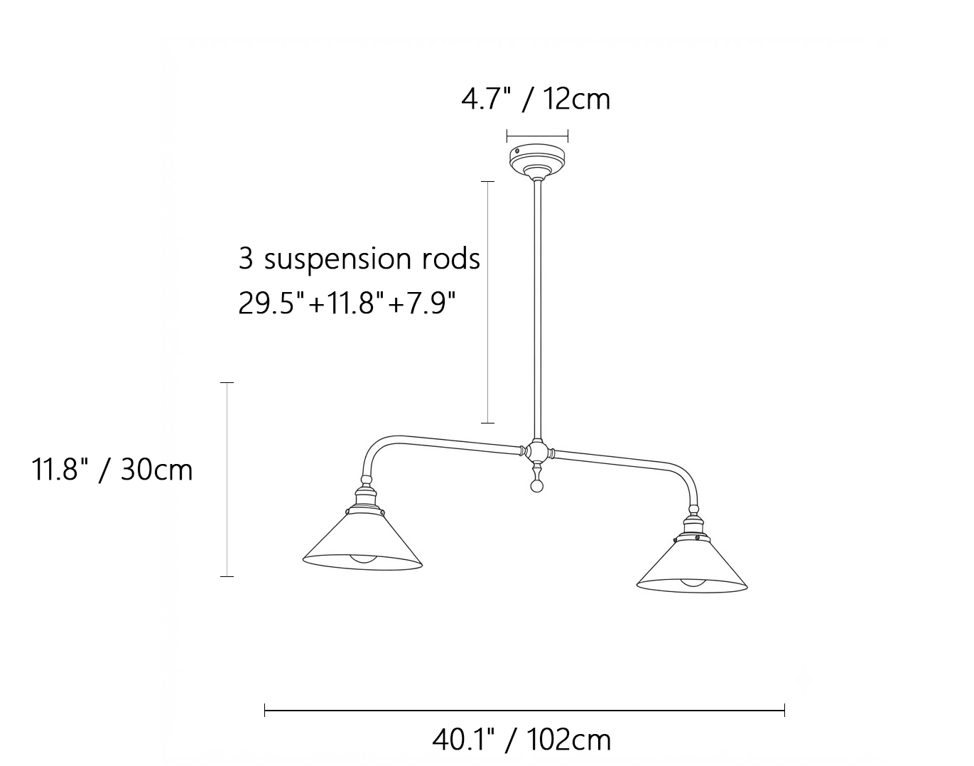Symmetric Taper Pendant Bar