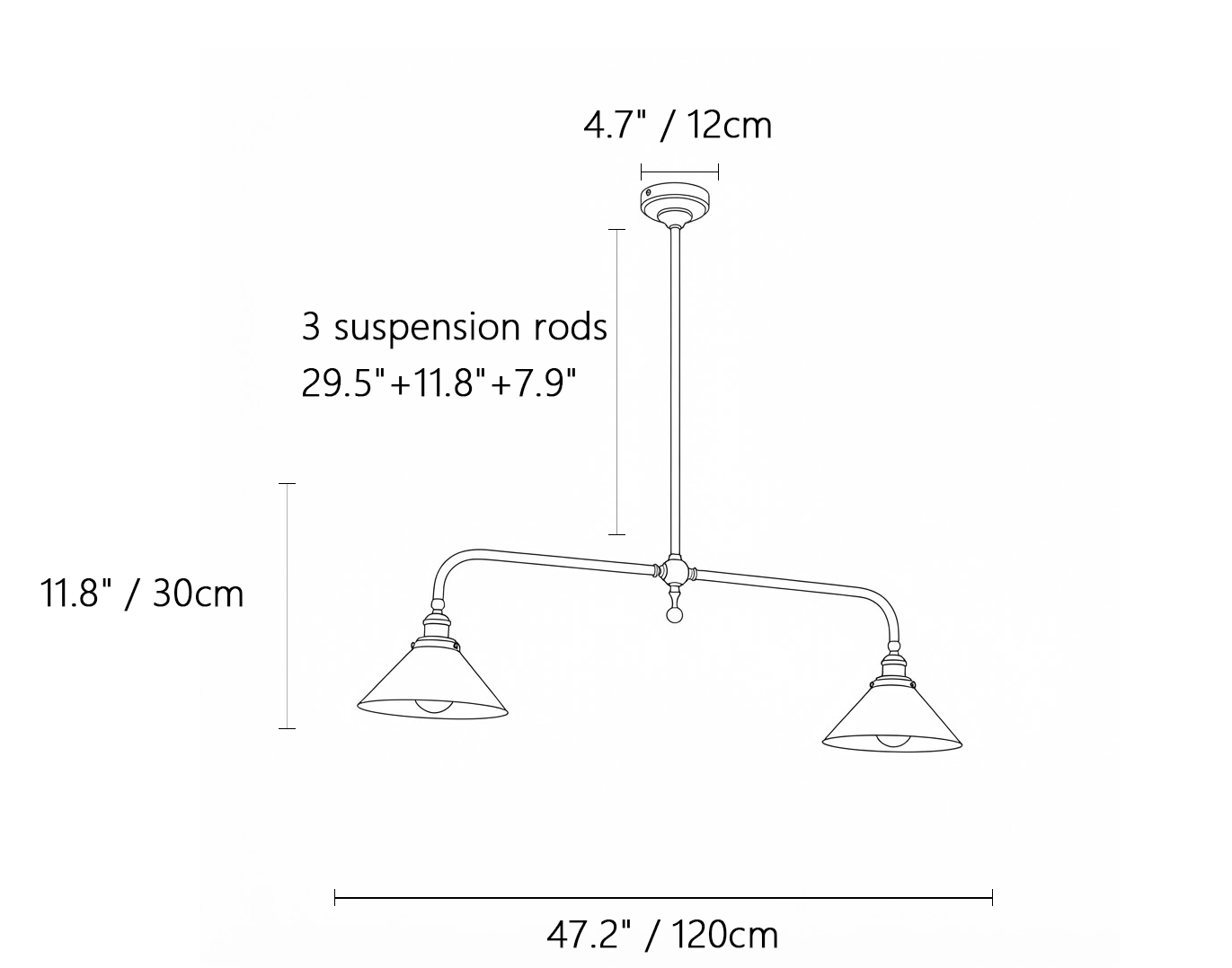 Symmetric Taper Pendant Bar