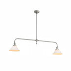 Front View of Modern Silver Double-Head Cone Glass Pendant Light Studio Display
