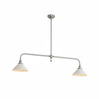 Illuminated Modern Silver Double-Head Cone Glass Pendant Light Studio Shot