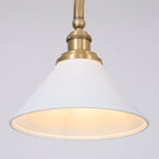 Front View of Illuminated Modern Brass Double-Head Pendant Light Studio Display