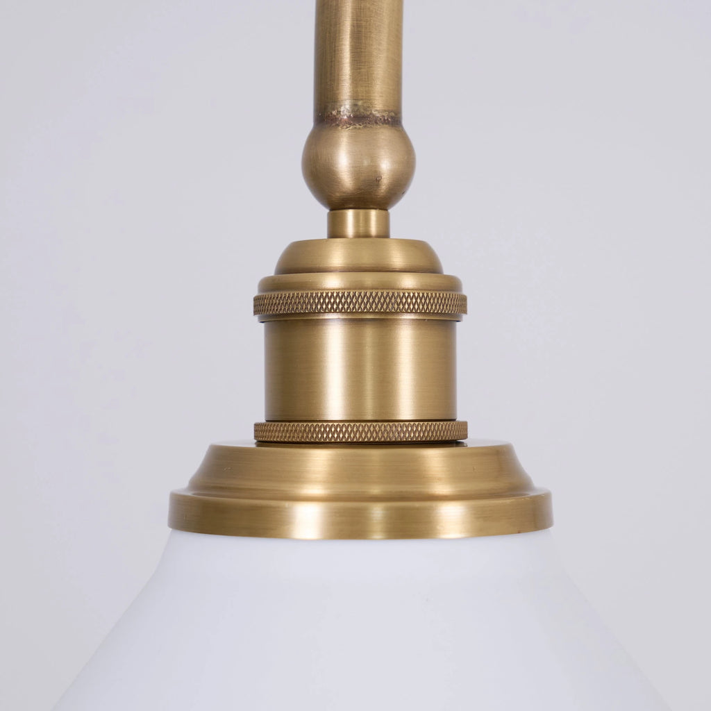 Close Up View of Brass Lampholder Neck and Shade Connection Details