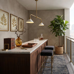 Modern Brass Double-Head Pendant Light in Classic Interior Setting