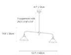 Modern Medium Double-Head Cone Glass Pendant Light Line Art Dimension Diagram