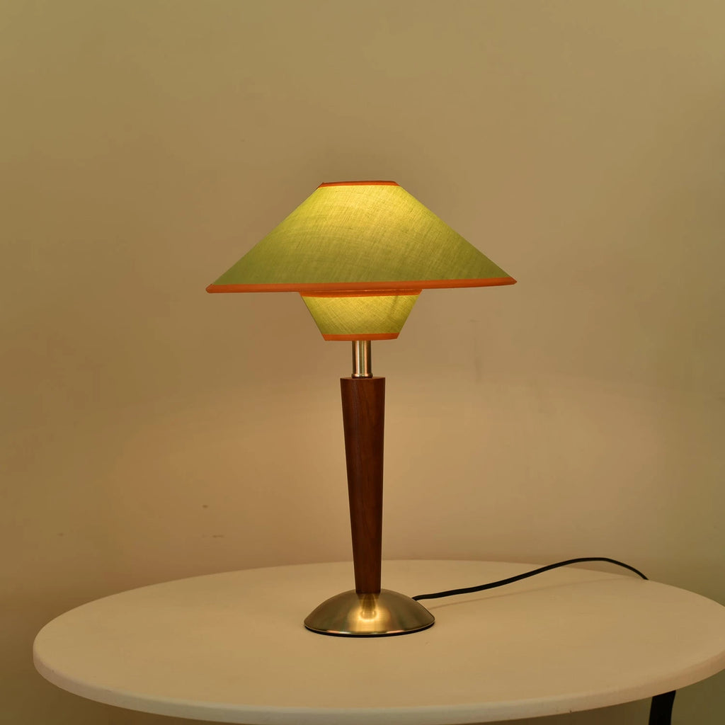 Illuminated Green Cone Shade Table Lamp Studio Display