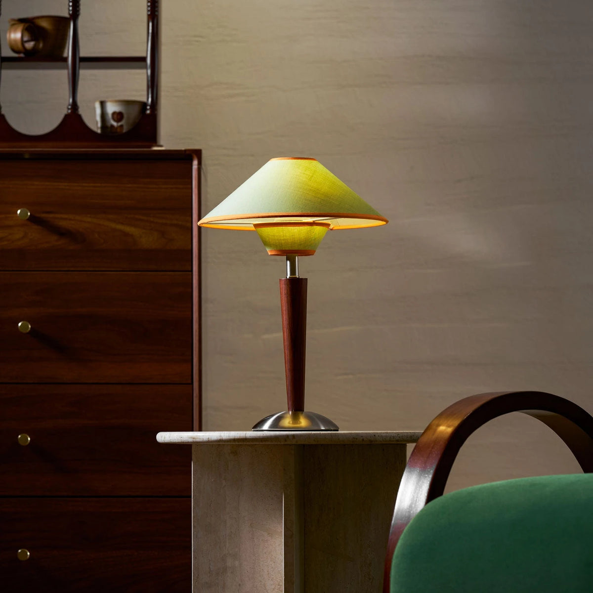 Modern Wooden Table Lamp in Living Room Setting
