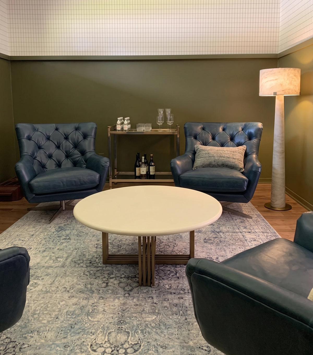 Alabaster Floor Lamp in Modern Executive Lounge