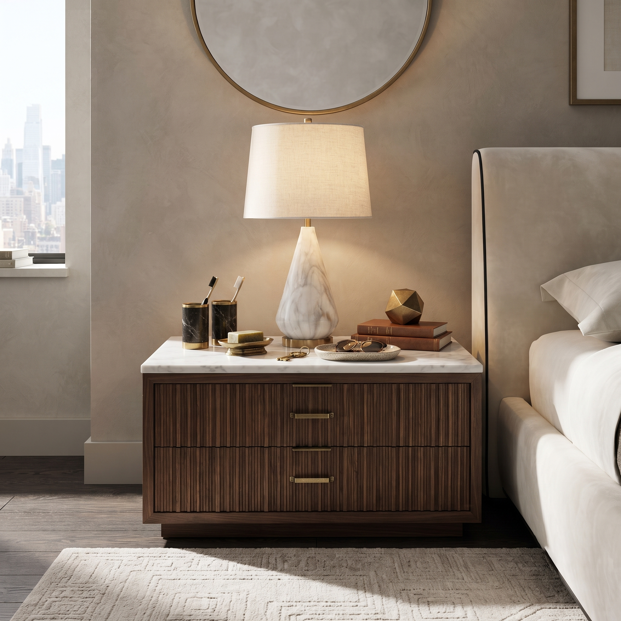 Tapered Alabaster Table Lamp