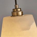 Close Up View of Brass Canopy and Faceted Alabaster Connection