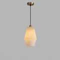 Illuminated Modern Faceted Alabaster Pendant Light Studio Shot