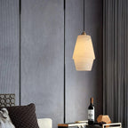 Illuminated Modern Faceted Alabaster Pendant Light in Living Room
