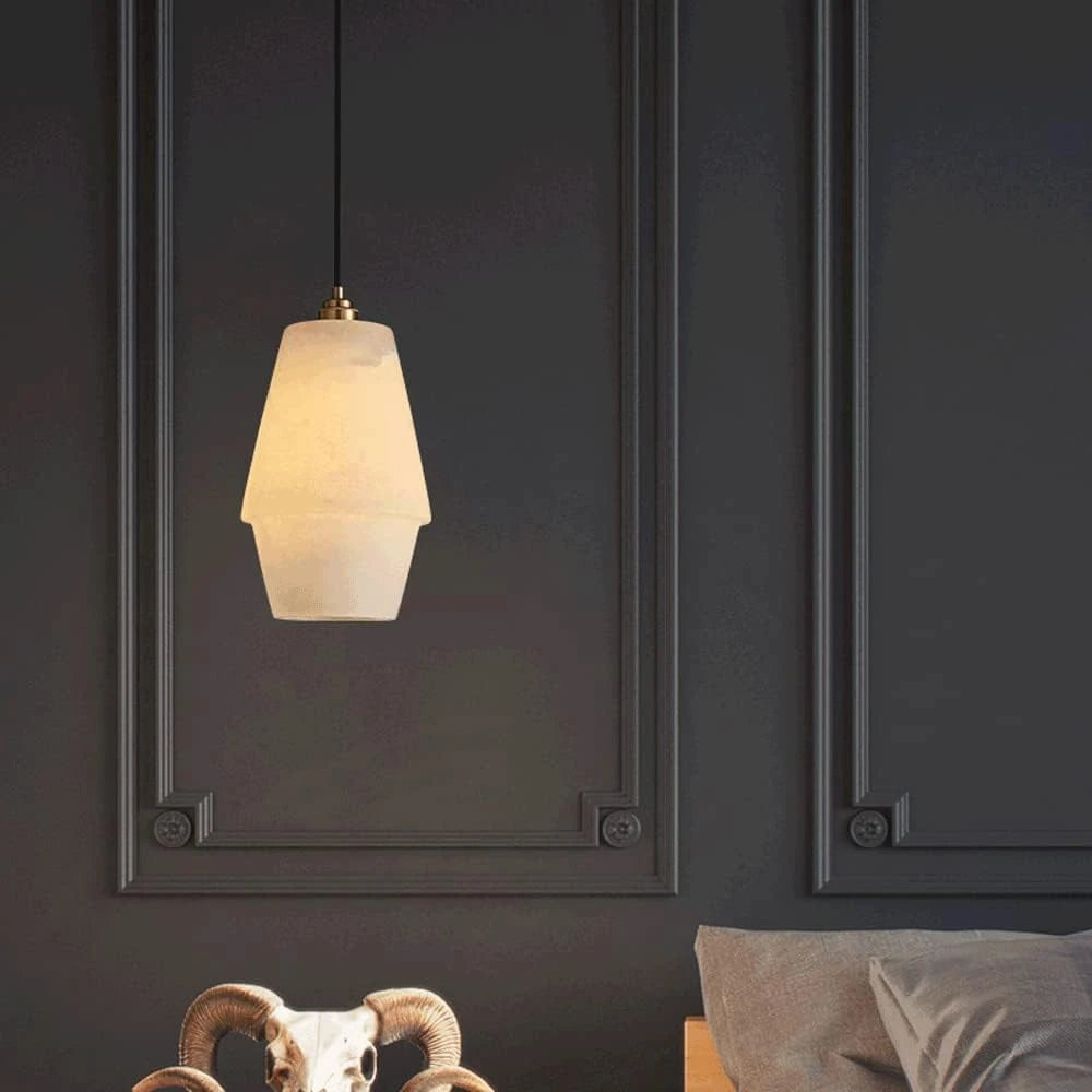 Modern Alabaster Art Glass Pendant Light in Contemporary Interior