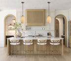 Modern Alabaster Art Glass Pendant Lights Over Kitchen Counter