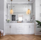 Modern Faceted Alabaster Pendant Lights in Bathroom Vanity Setting