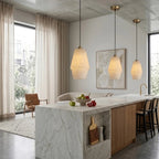 Modern Alabaster Art Glass Pendant Light in Open Kitchen Interior