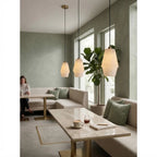 Modern Alabaster Art Glass Pendant Light in Dining Nook Setting