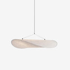 Front View of Modern Black Frame Cloud Wave Art Pendant Light Studio Display