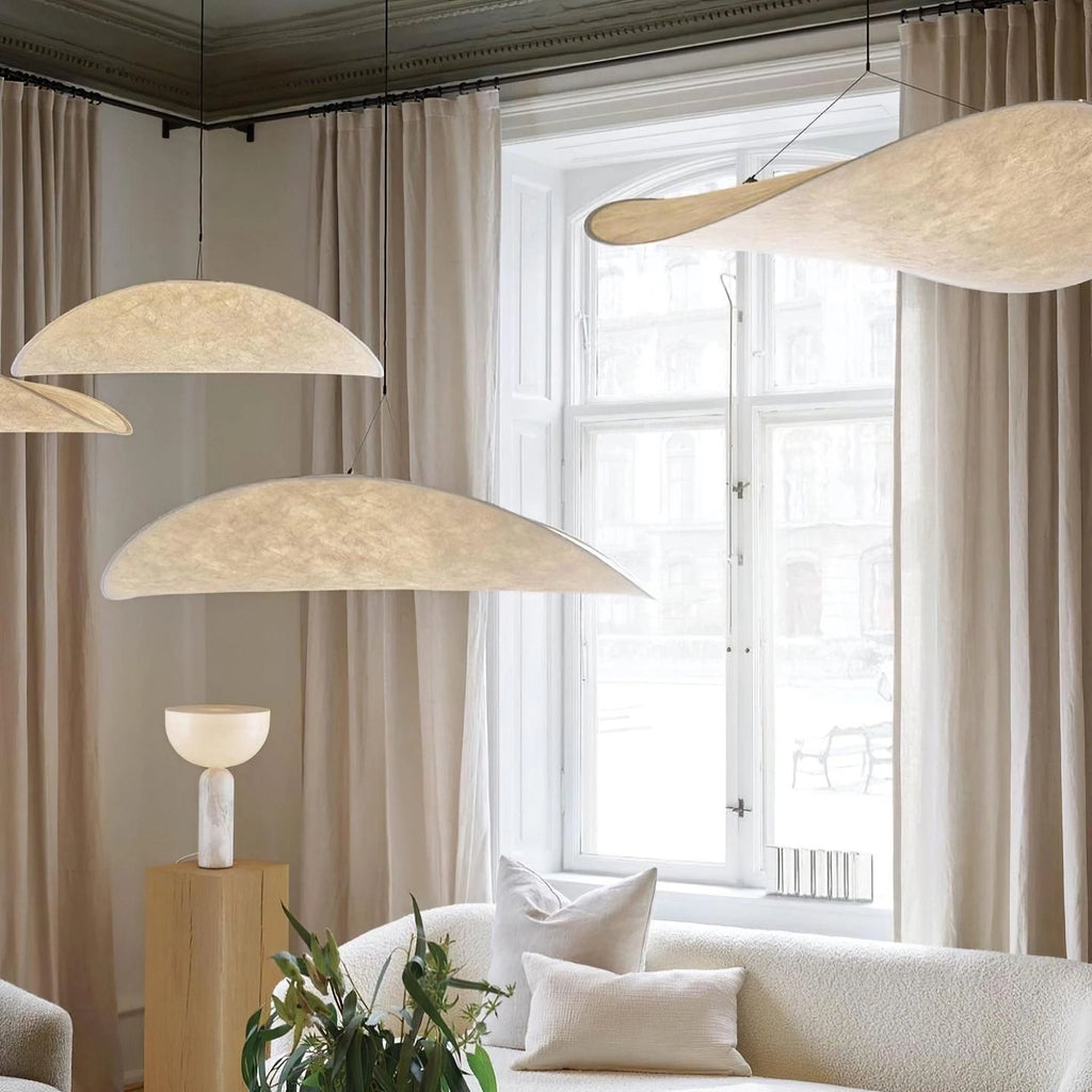 Modern Black Frame Cloud Wave Art Pendant Lights in Nordic Living Room