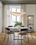Modern Satin Fabric Cloud Wave Art Pendant Light Over Round Dining Table