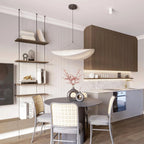 Modern Black Frame Cloud Wave Pendant Light Over Dining Table