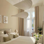 Modern Satin Fabric Cloud Wave Art Pendant Light in Master Bedroom Setting