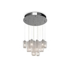 Angled View of Modern Multi-Light Art Glass Chandelier Studio Shot