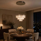 Illuminated Modern Multi-Light Chandelier in Luxury Dining Space