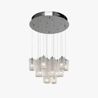 Side View of Modern Multi-Light Art Glass Chandelier Studio Display