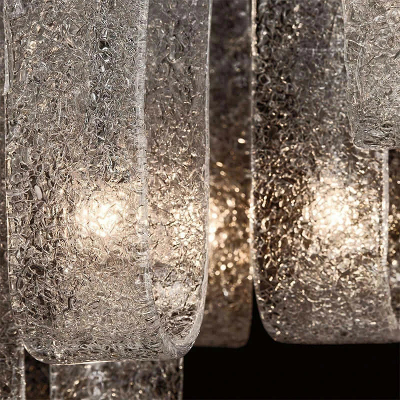 Close Up View of Textured Ice Glass Cylinders and Light Pattern