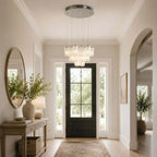 Modern Multi-Light Ice Glass Chandelier in Entryway Foyer Setting