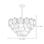 Modern Brass White Disc Art Glass Chandelier Line Art Dimension Diagram
