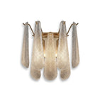 Modern Brass and Ice Glass Art Wall Sconce on Pure White Background