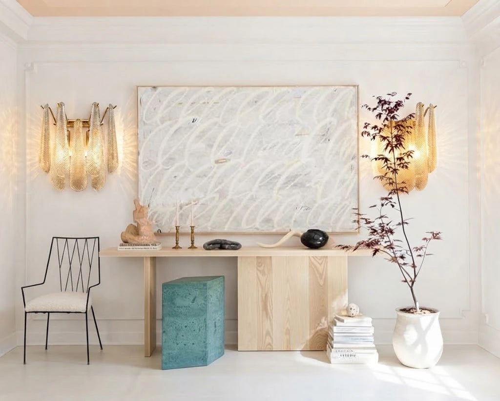 Modern Ice Glass Wall Sconce in Creative Studio Setting