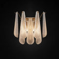 Illuminated Modern Brass and Ice Glass Wall Sconce Studio Shot