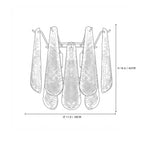 Modern Brass and Ice Glass Art Wall Sconce Line Art Dimension Diagram
