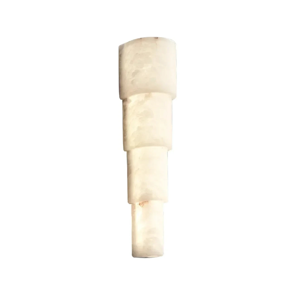 Modern Tiered Cylinder Alabaster Wall Sconce on Pure White Background