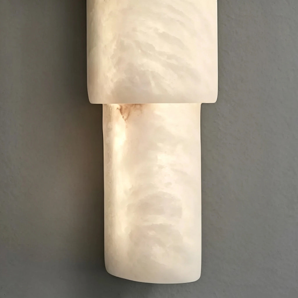 Close Up Bottom View of Translucent Alabaster Wall Light