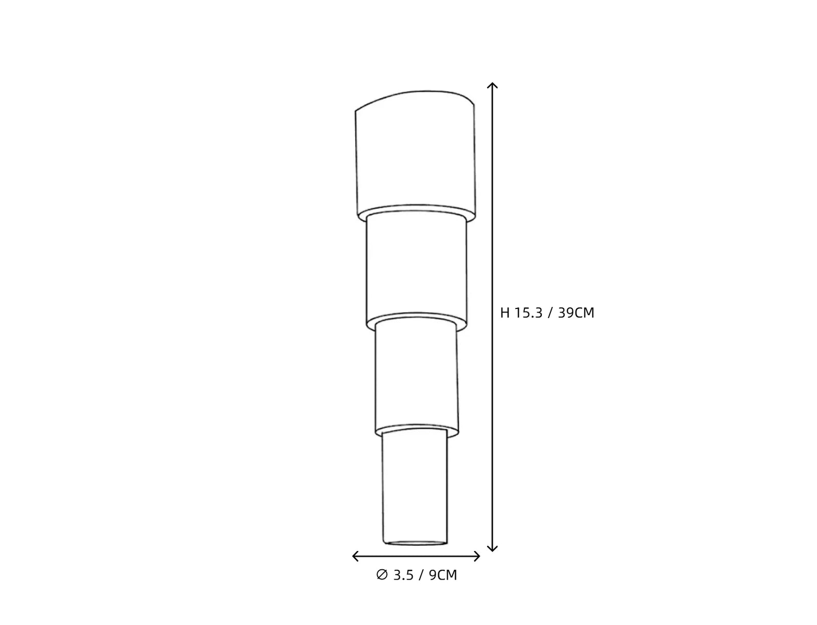 Small Tiered Alabaster Wall Sconce Line Art Dimension Diagram