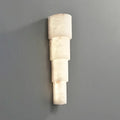 Illuminated Tiered Cylinder Alabaster Wall Light Studio Display
