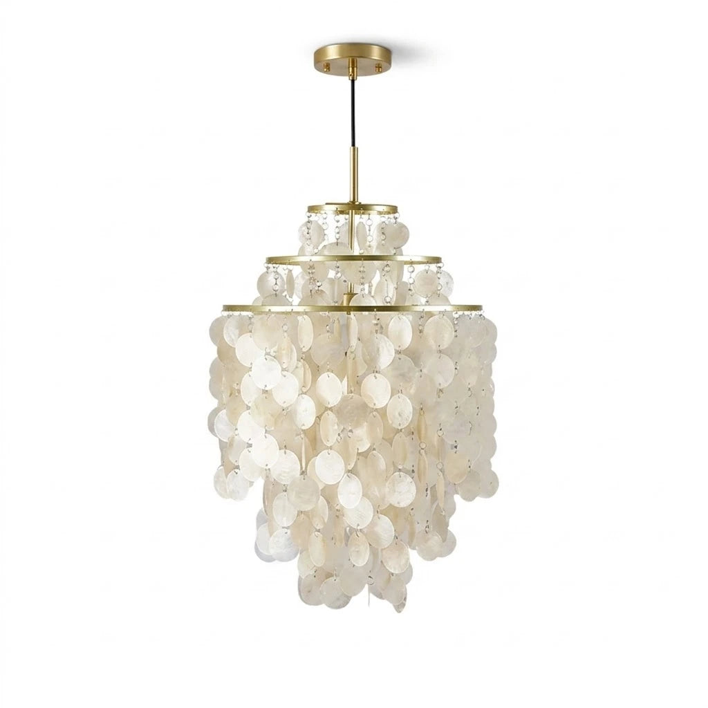 Tiered Brass Capiz Shell Pendant