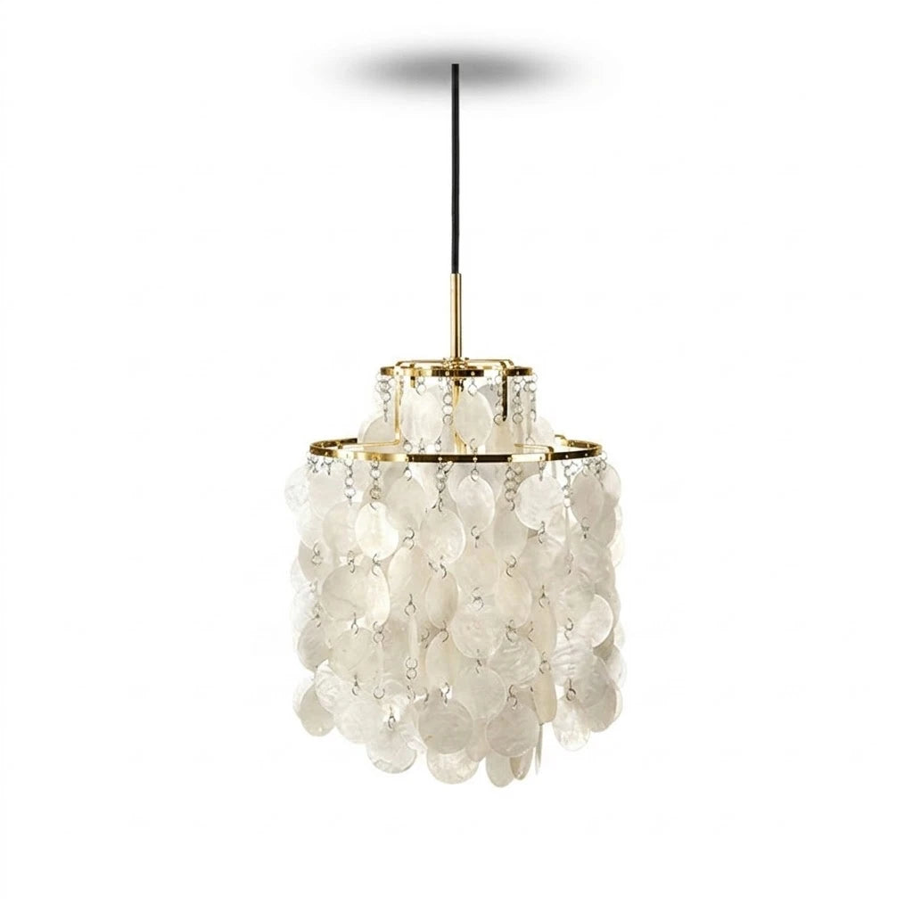 Tiered Brass Capiz Shell Pendant